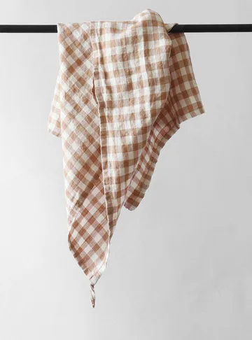 Gingham 格子厨房毛巾 70x50cm - 饼干色 - Tell Me More