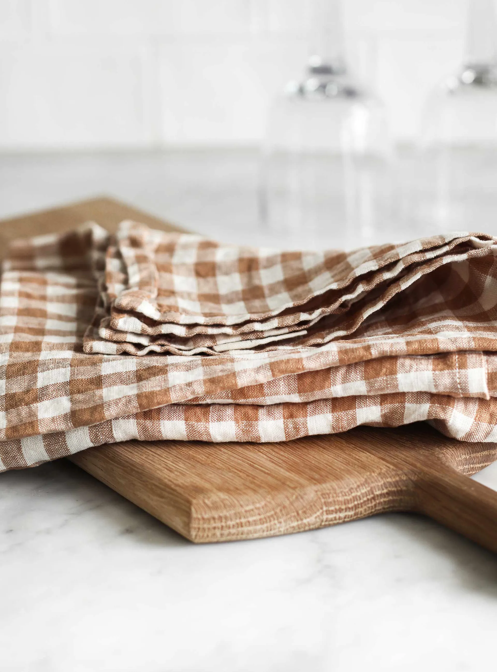 Gingham checkered 厨房巾 70x50 cm, Biscuit Tell Me More