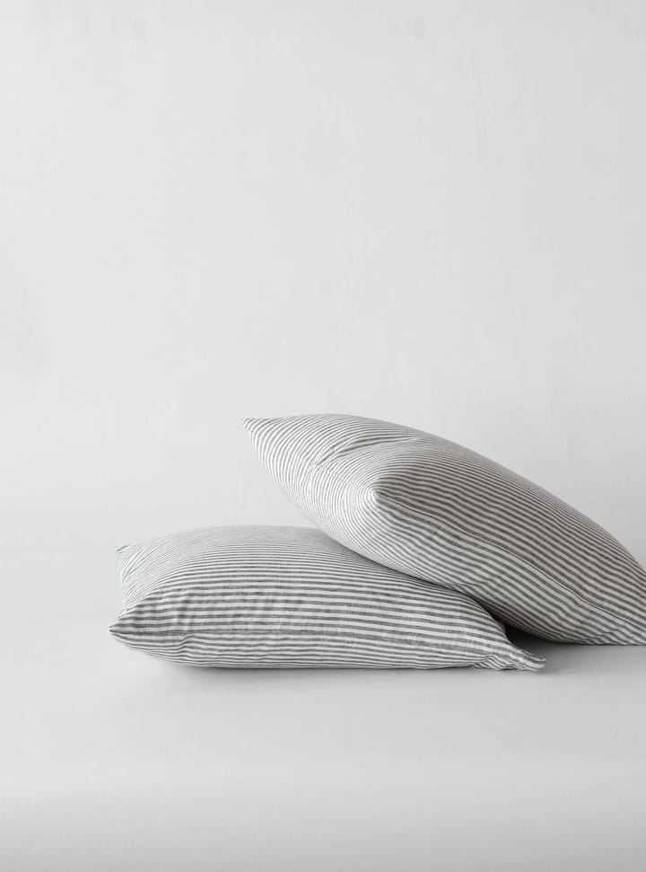 Stonewashed linen 枕头套 50x60 cm 两件套装, 灰色-白色 Tell Me More