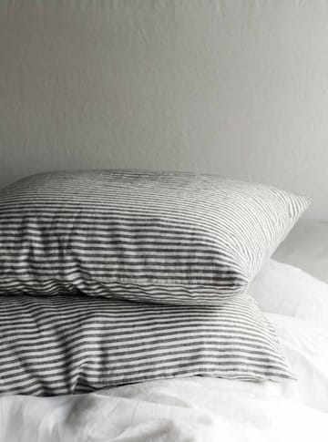 Stonewashed linen 枕头套 50x60 cm 两件套装 - 灰色-白色 - Tell Me More