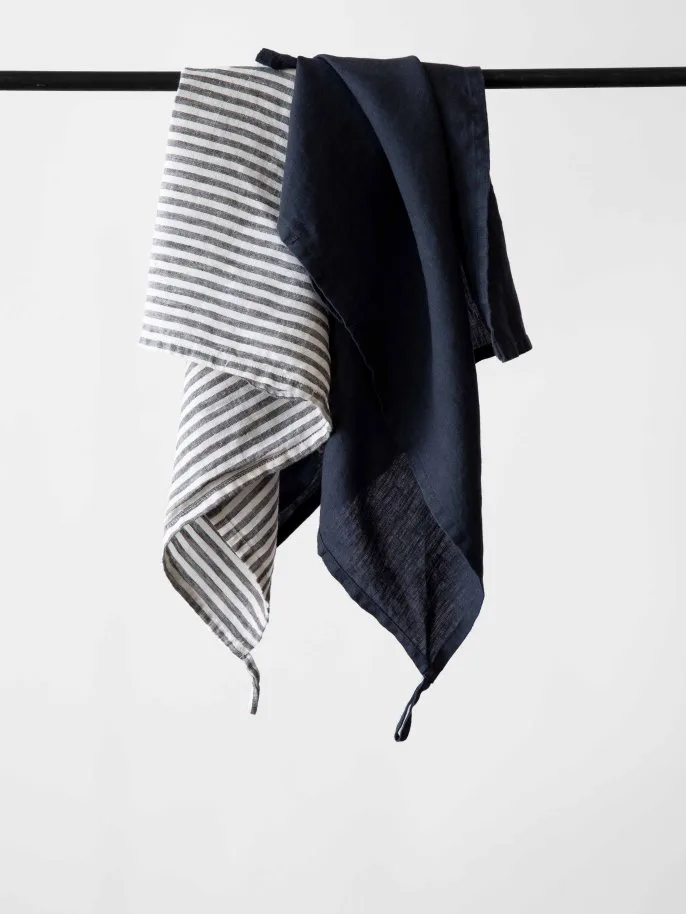 Tell me more 亚麻厨房巾 50x70cm, 午夜蓝 Tell Me More