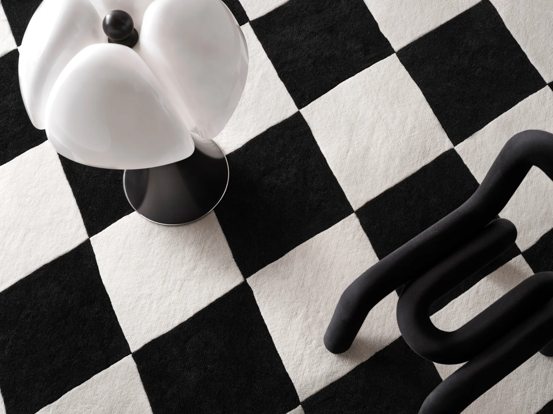 Tenman 羊毛 地毯 170x240 cm, 黑色-白色 Tinted