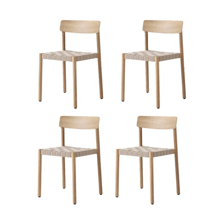 Betty TK1 stol, Ek-naturflätad linnebandsits, 4-pack - &Tradition