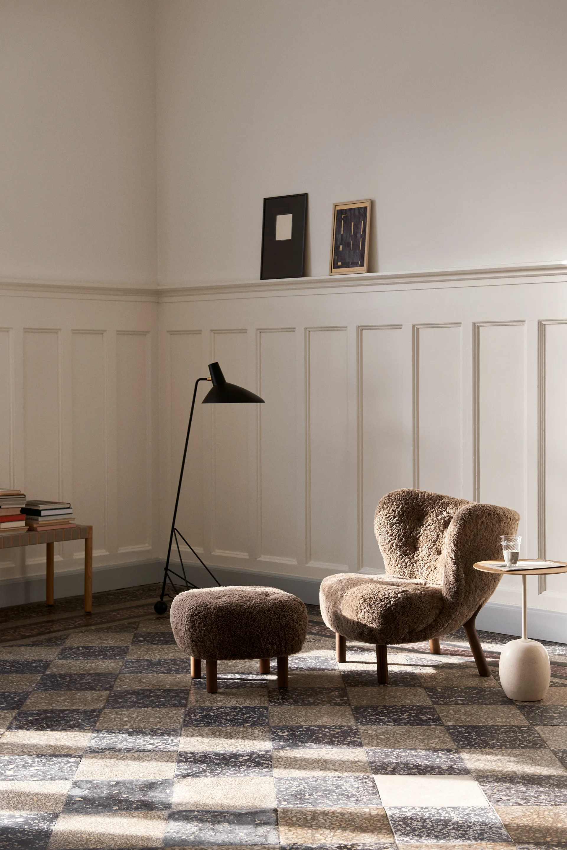 Lato 小边桌 LN8, 涂漆的 自然木色-Crema diva 大理石色 &Tradition