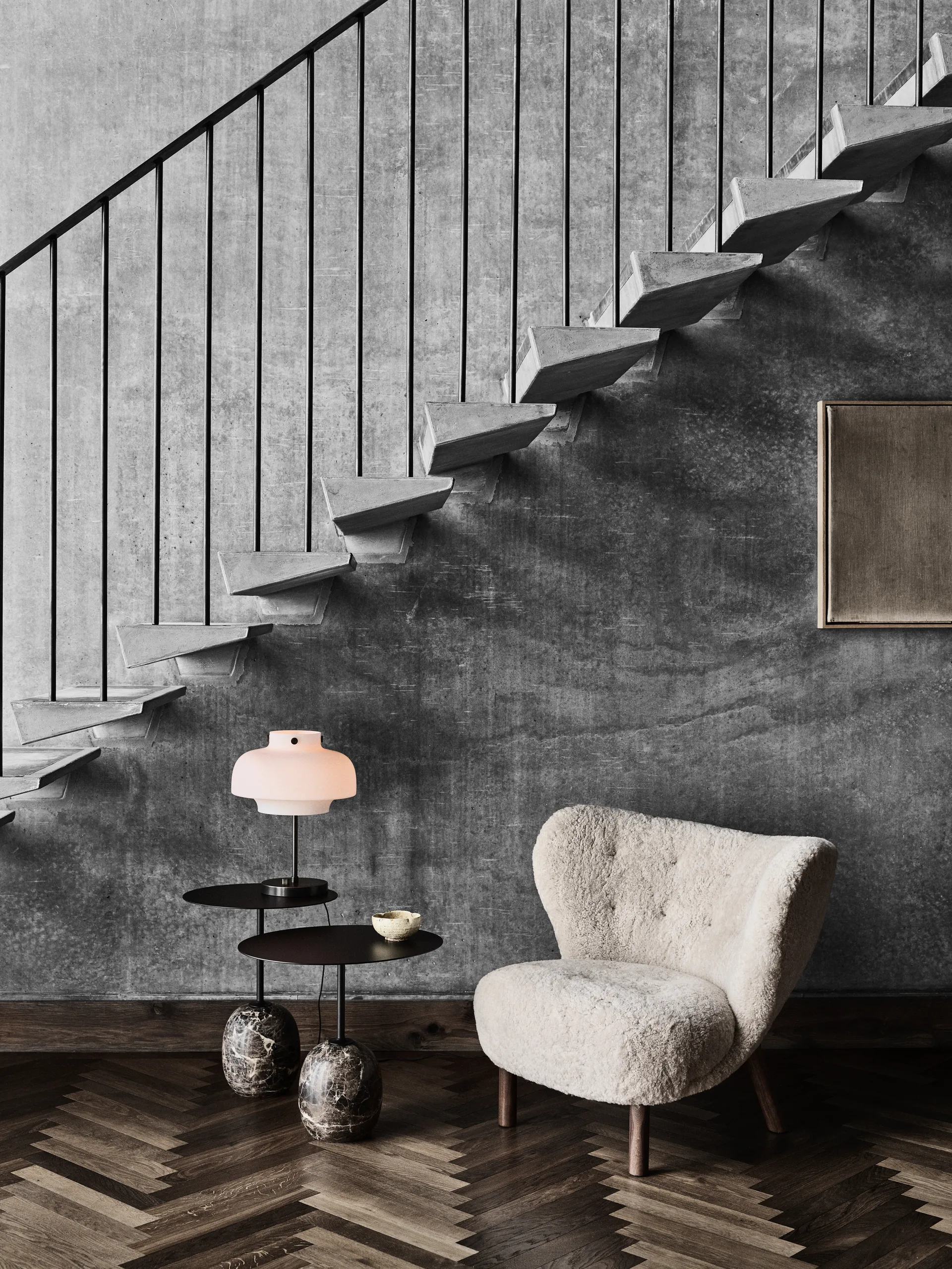 Lato 小边桌 LN8, Warm 黑色-Emparador 大理石色 &Tradition