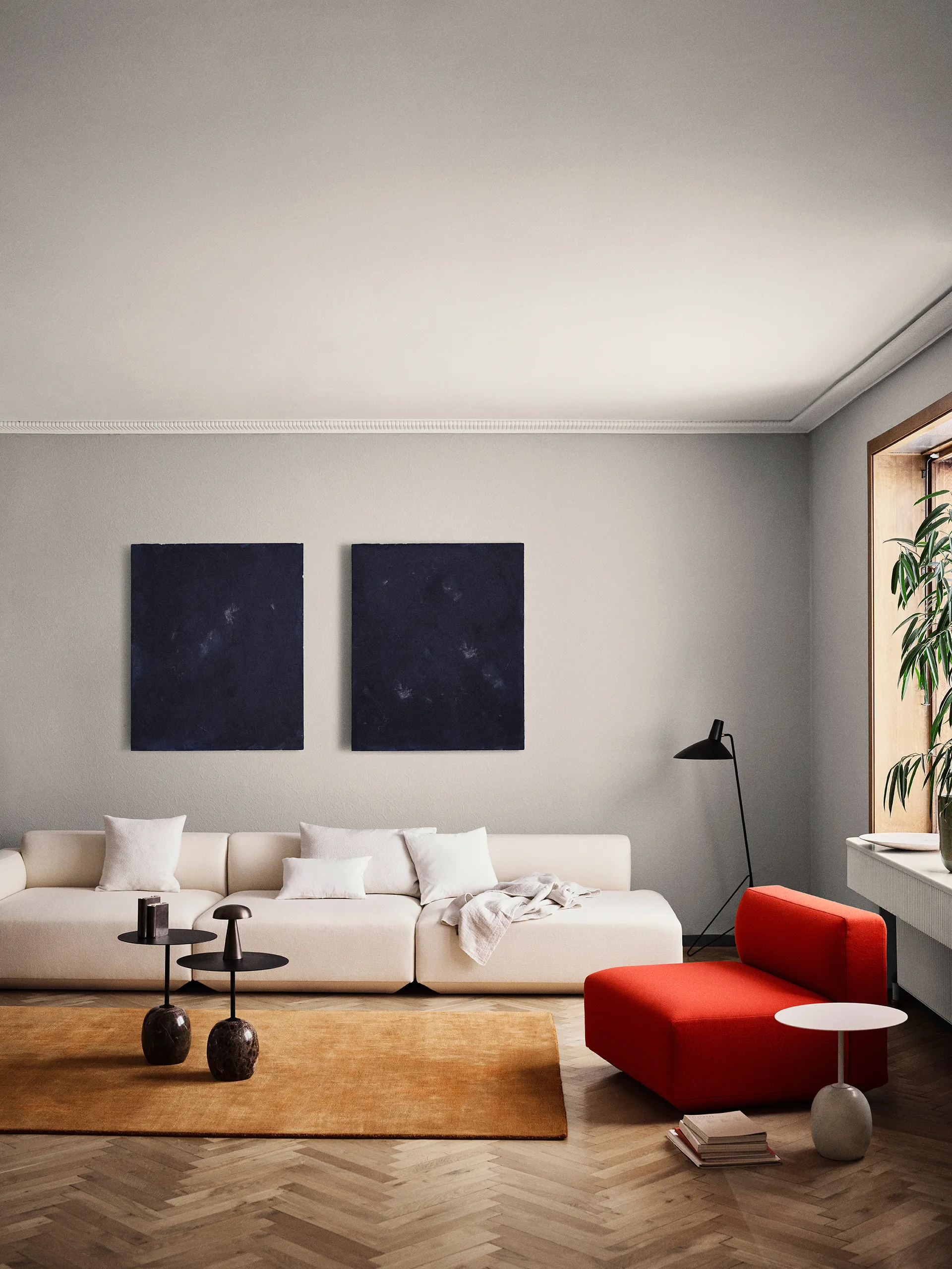 Lato 小边桌 LN8, Warm 黑色-Emparador 大理石色 &Tradition