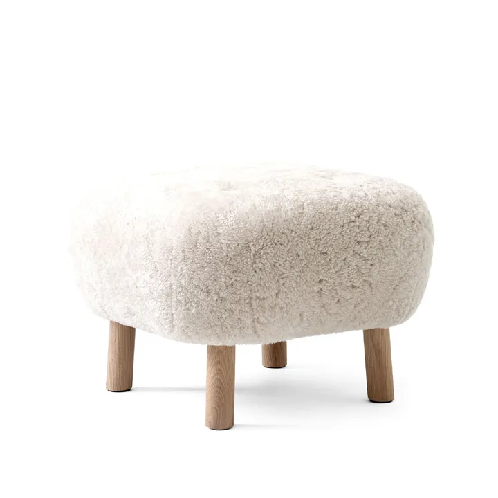 Little Petra ATD1 footstool - Sheepskin moonlight-油蜡橡木腿 - &Tradition