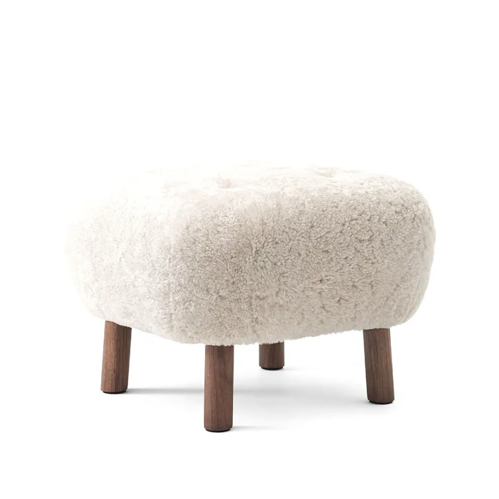 Little Petra ATD1 footstool - Sheepskin moonlight-油蜡胡桃木腿 - &Tradition