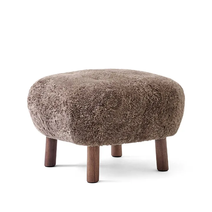 Little Petra ATD1 footstool - Sheepskin Sahara-胡桃木腿 - &Tradition