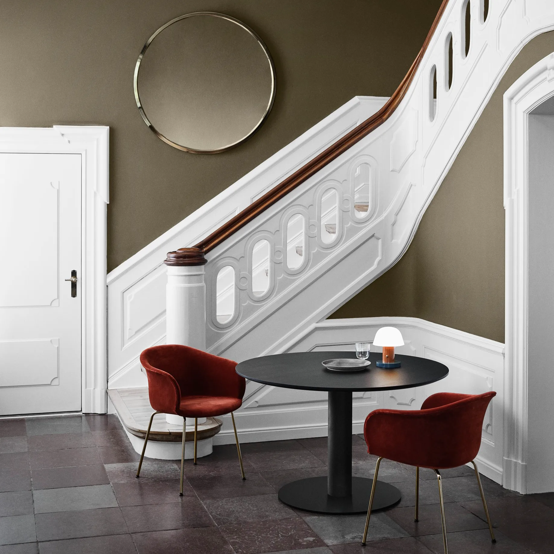 Setago JH27 蘑菇台灯/床头小夜灯, 砖红色-灰蓝 &Tradition