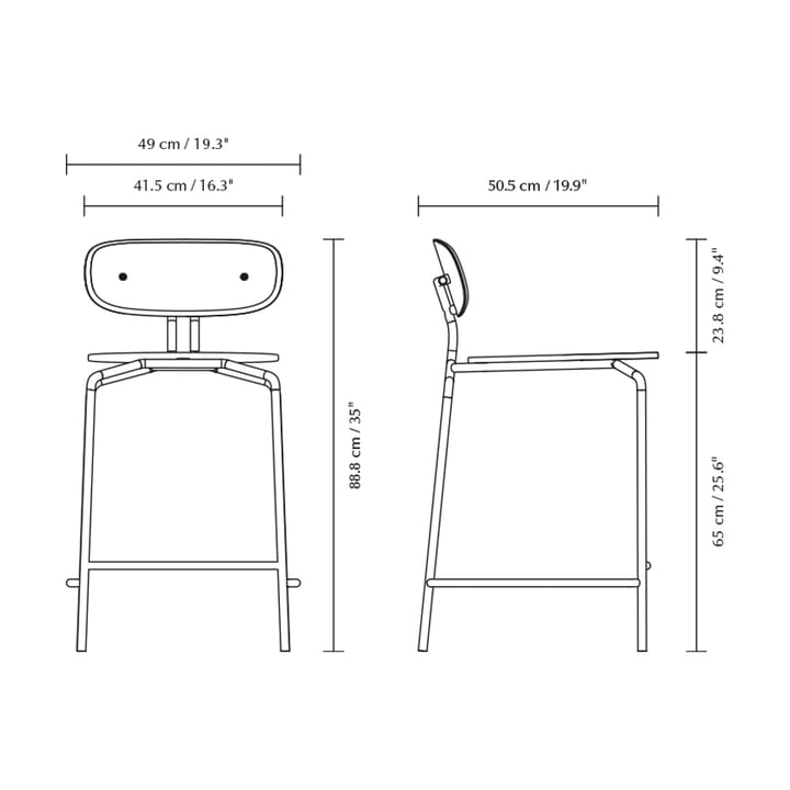 Curious barstool 65 cm, 自然木色-黑色 Umage