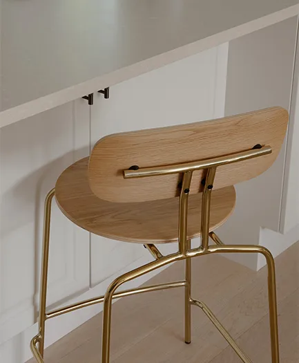 Curious 好奇系列吧台 stool 75cm, 橡木配黄铜色 Umage