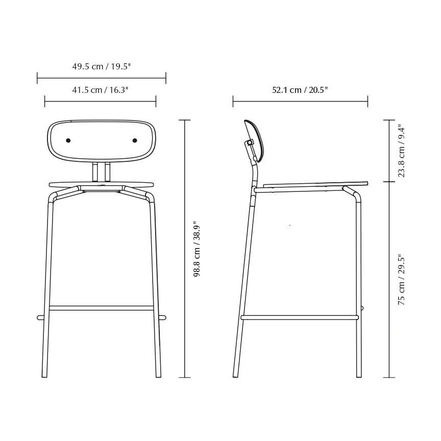 Curious 好奇系列吧台 stool 75cm, 橡木配黑色 Umage