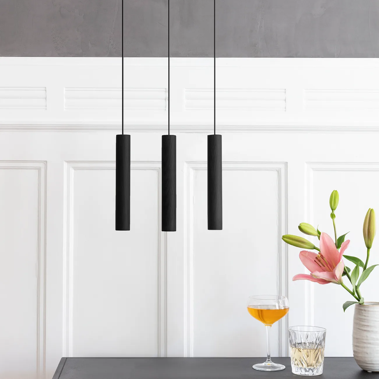 Umage Chimes 原木风吊灯 22cm, 黑色 Umage