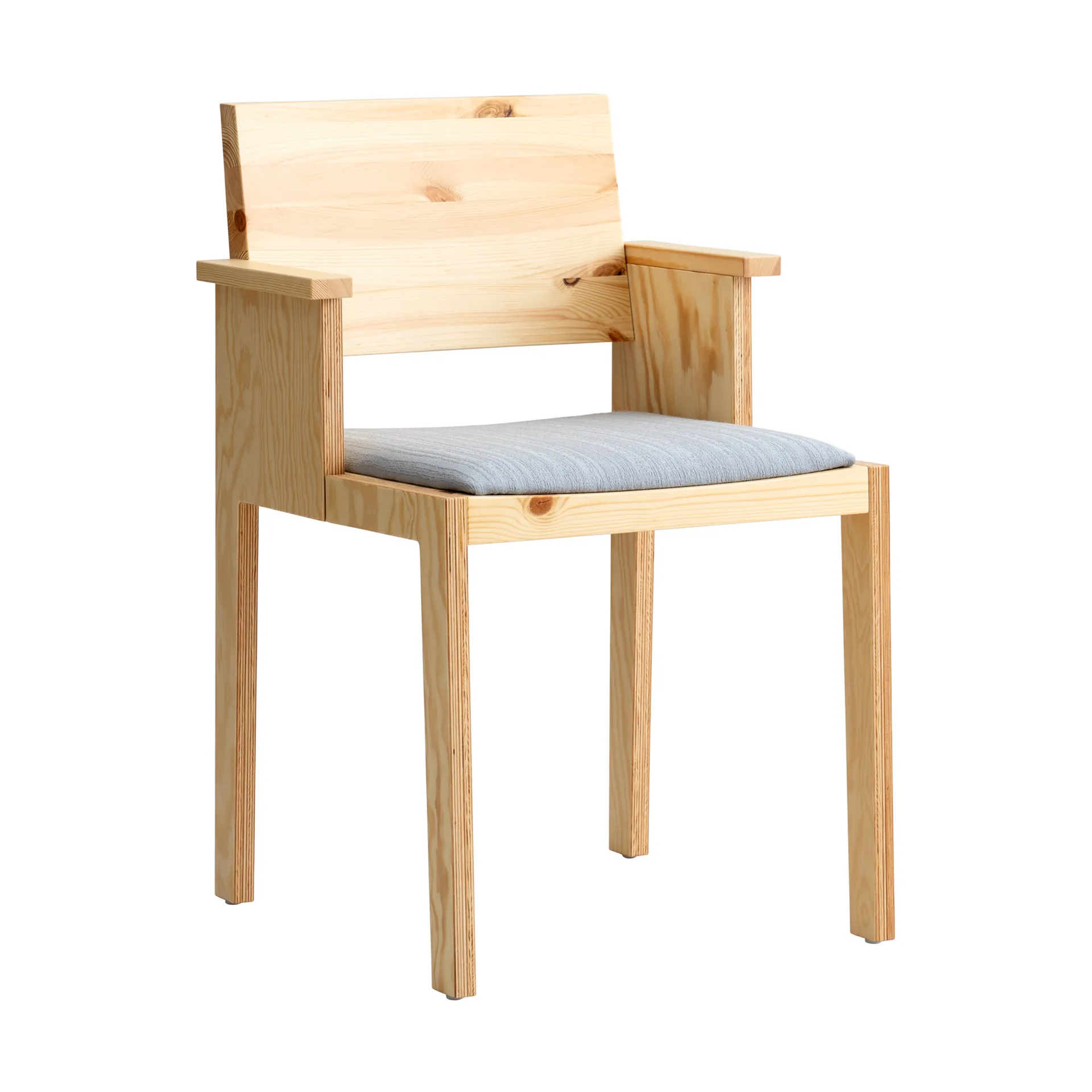 016 Maasto  dining armchair, 哑光油蜡处理松木_灰色软垫座椅 Vaarnii