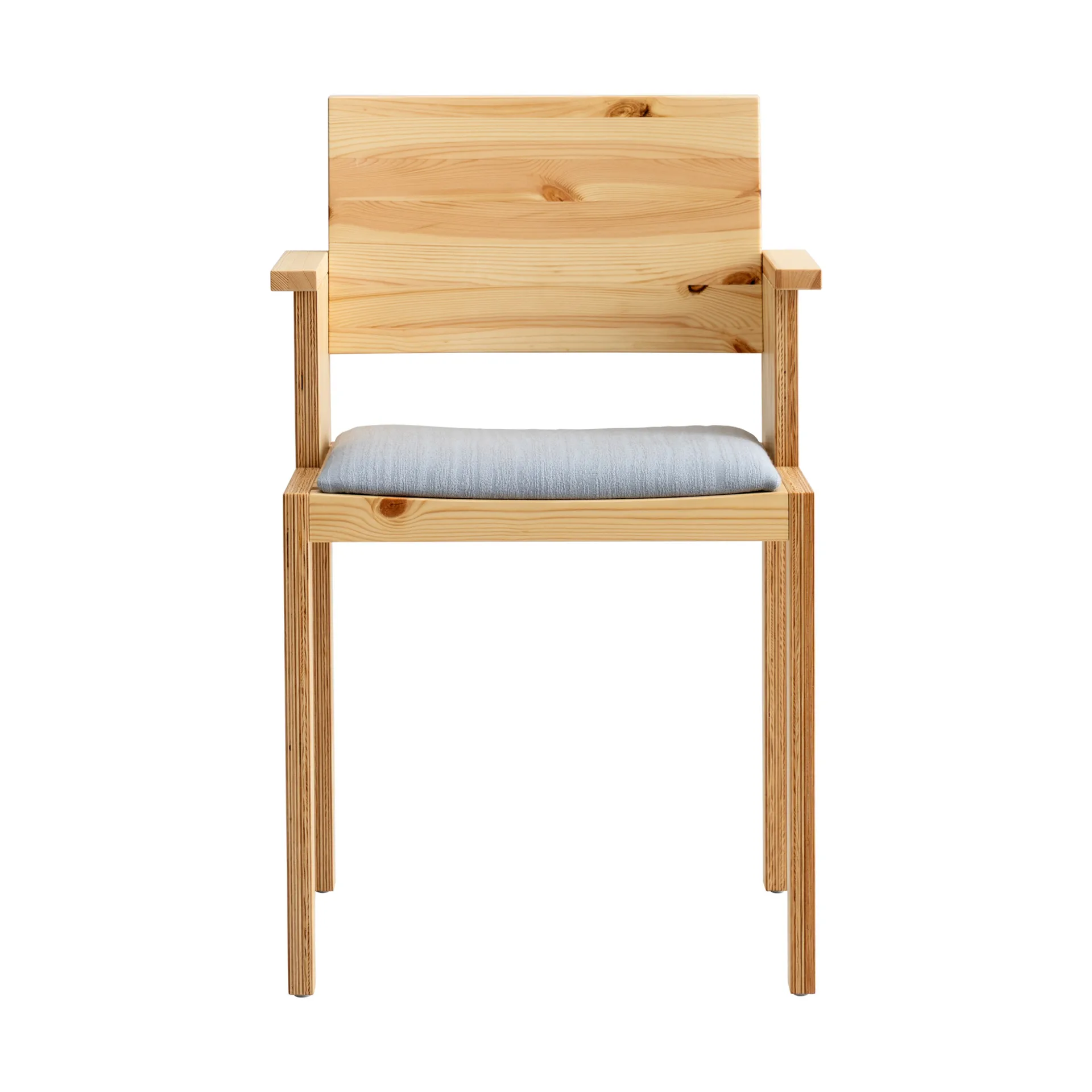 016 Maasto  dining armchair, 哑光油蜡处理松木_灰色软垫座椅 Vaarnii