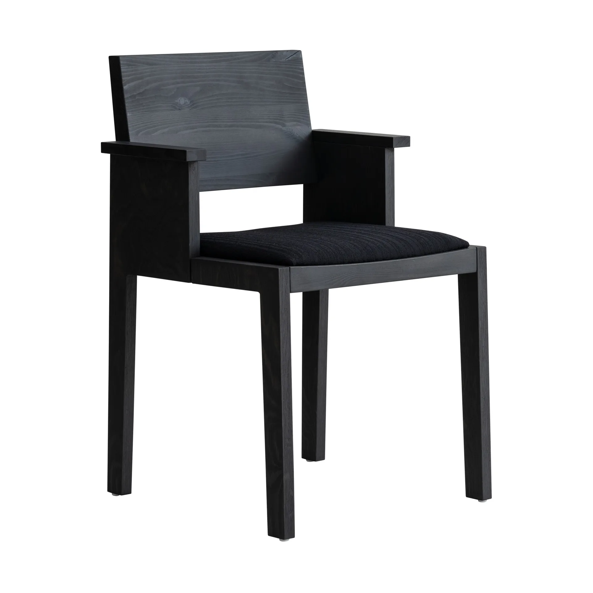 016 Maasto  dining armchair, 黑色染色松木_黑色软垫座椅 Vaarnii