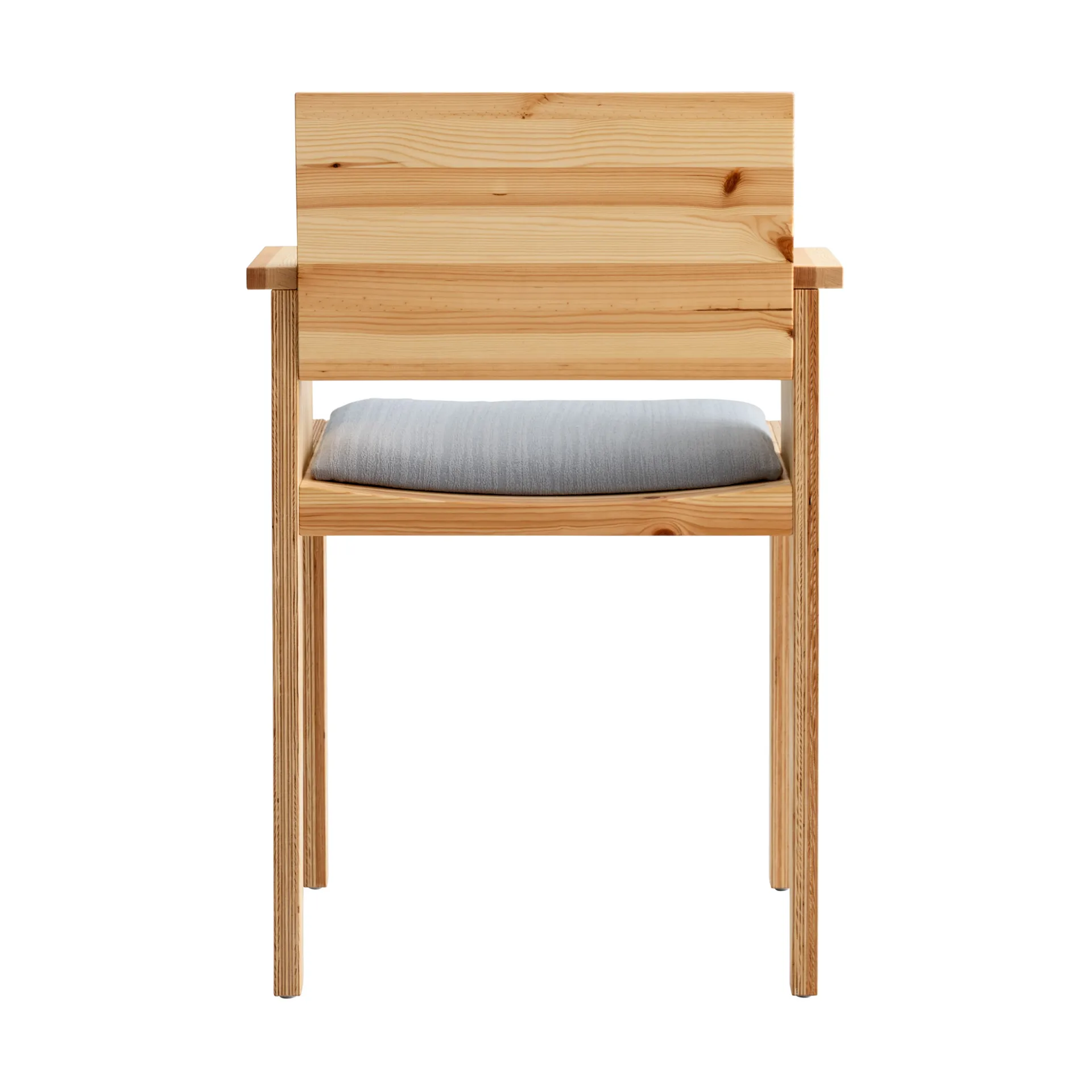 016 Maasto  dining armchair, 哑光油蜡处理松木_正面灰色 Vaarnii
