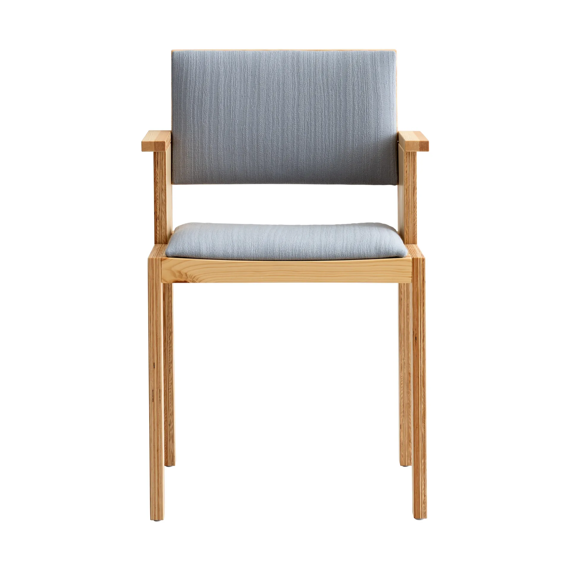 016 Maasto  dining armchair, 哑光油蜡处理松木_正面灰色 Vaarnii