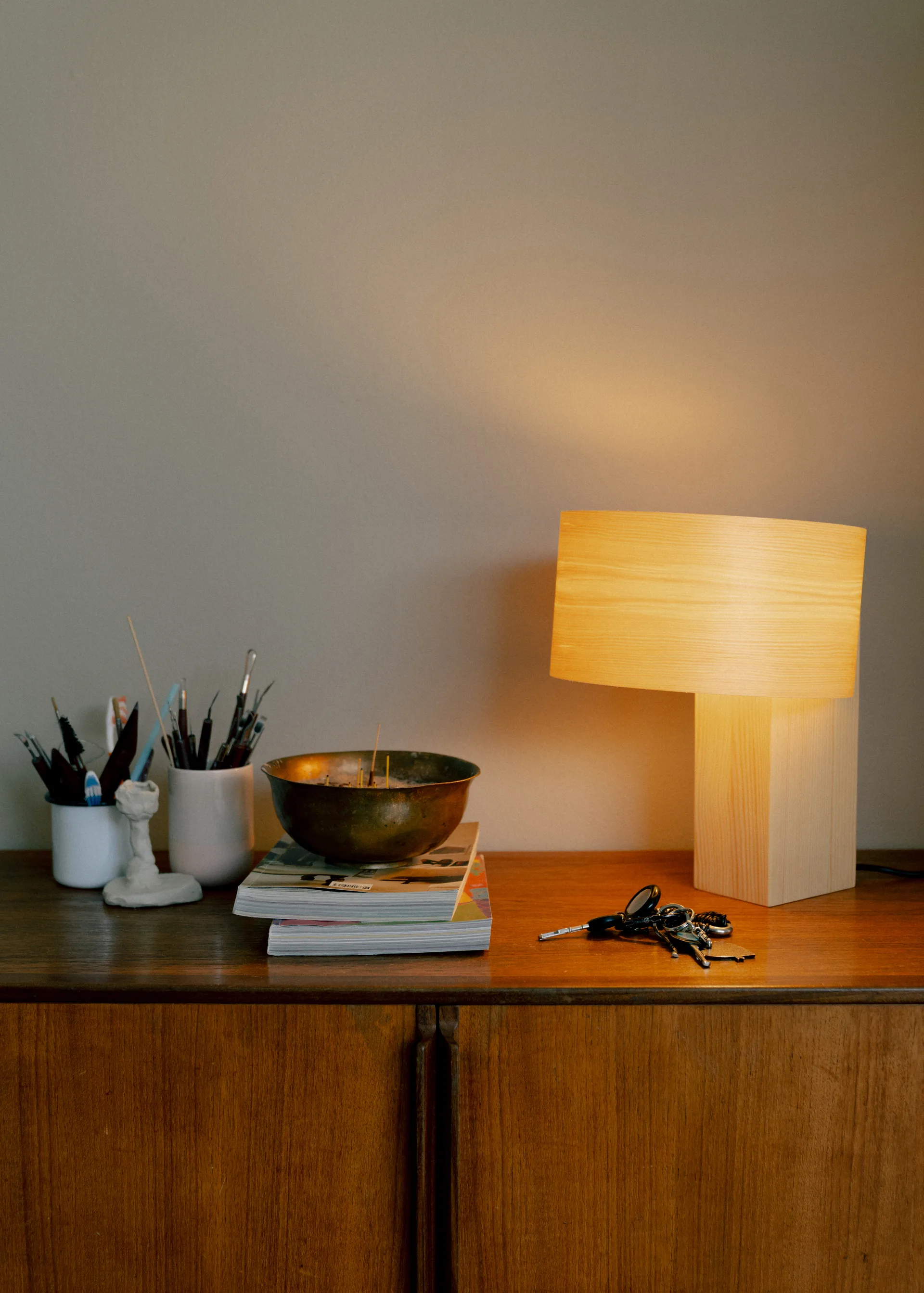 018 Hoop Table Lamp 台灯, 哑光油蜡处理松木_34cm Vaarnii