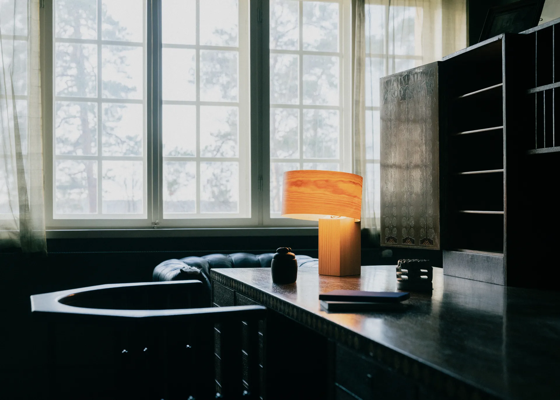 018 Hoop Table Lamp 台灯, 哑光油蜡处理松木_34cm Vaarnii