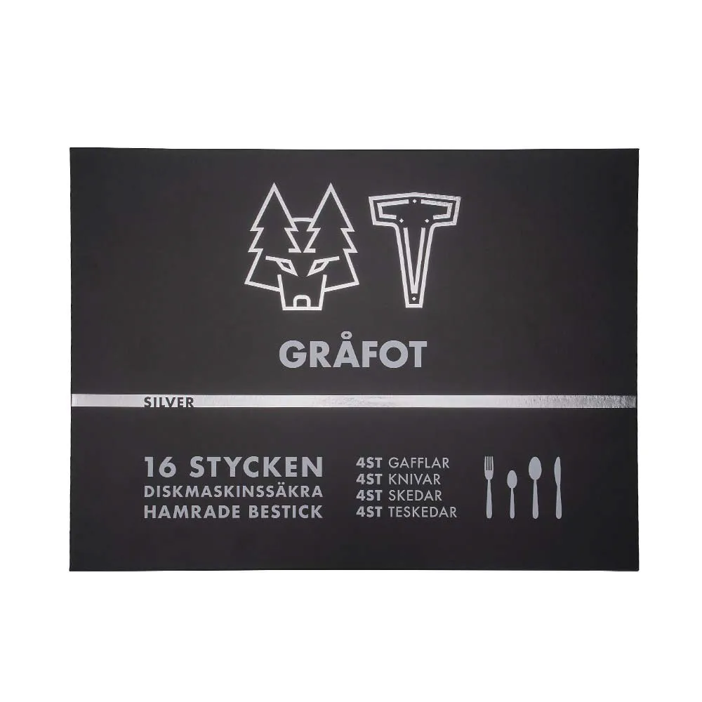 Vargen & Thor 餐具 16件, 灰足_银色 Vargen & Thor