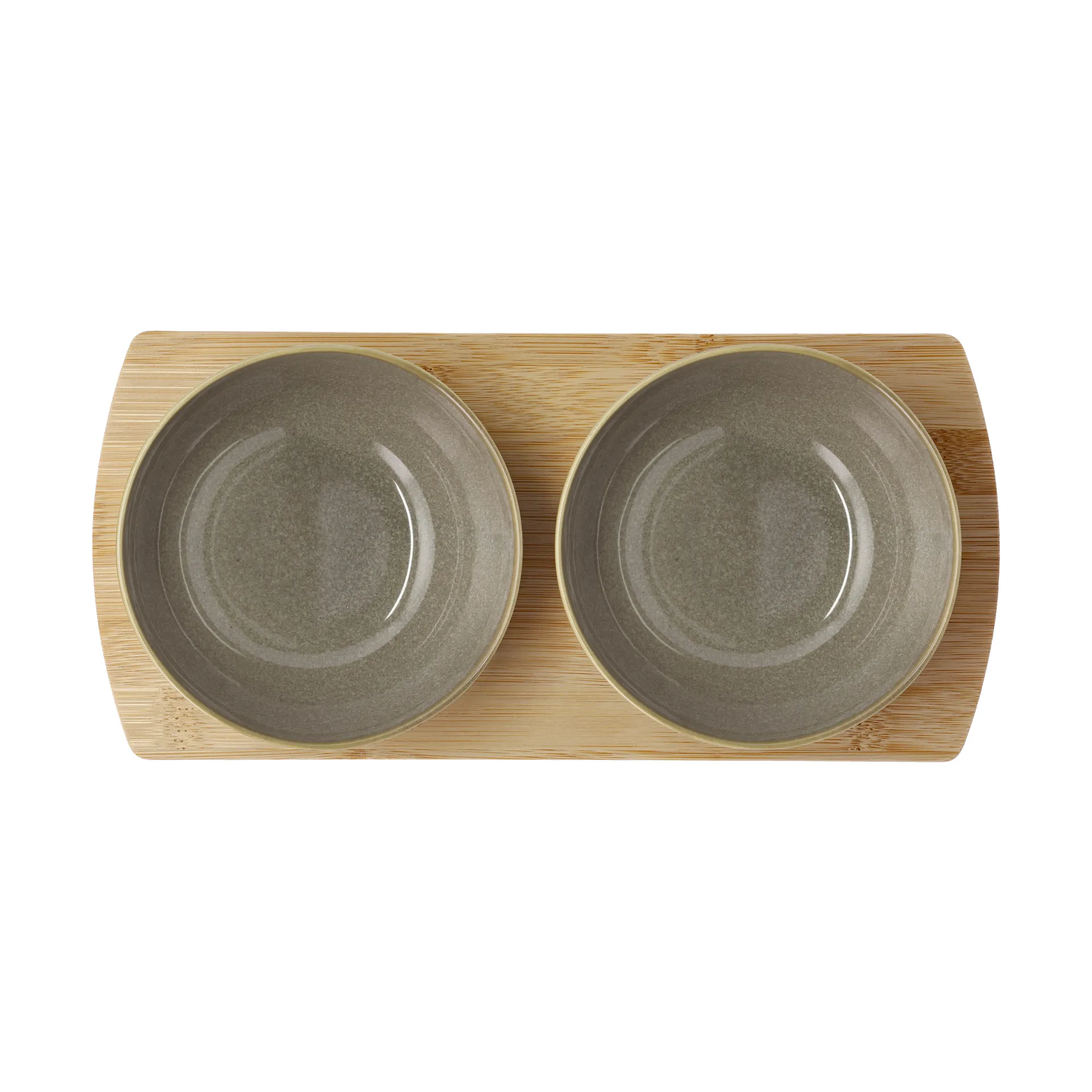 Shoku bamboo 托盘 with 2 bowls, Warm 褐色 Villa Collection