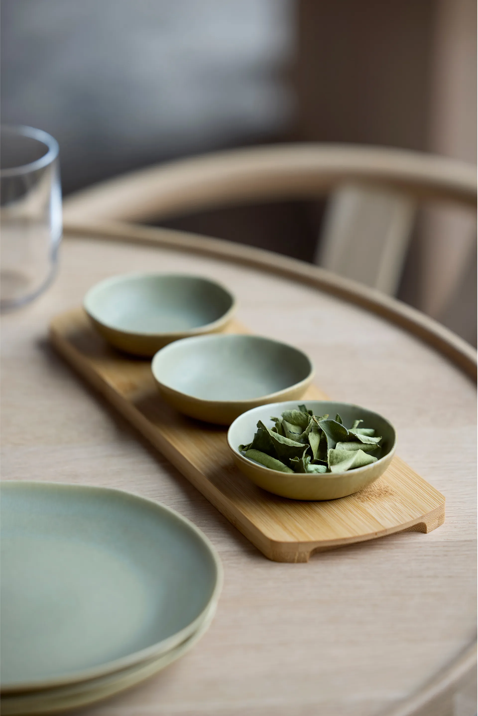 Shoku bamboo 托盘 with 3 bowls, Pure 绿色 Villa Collection