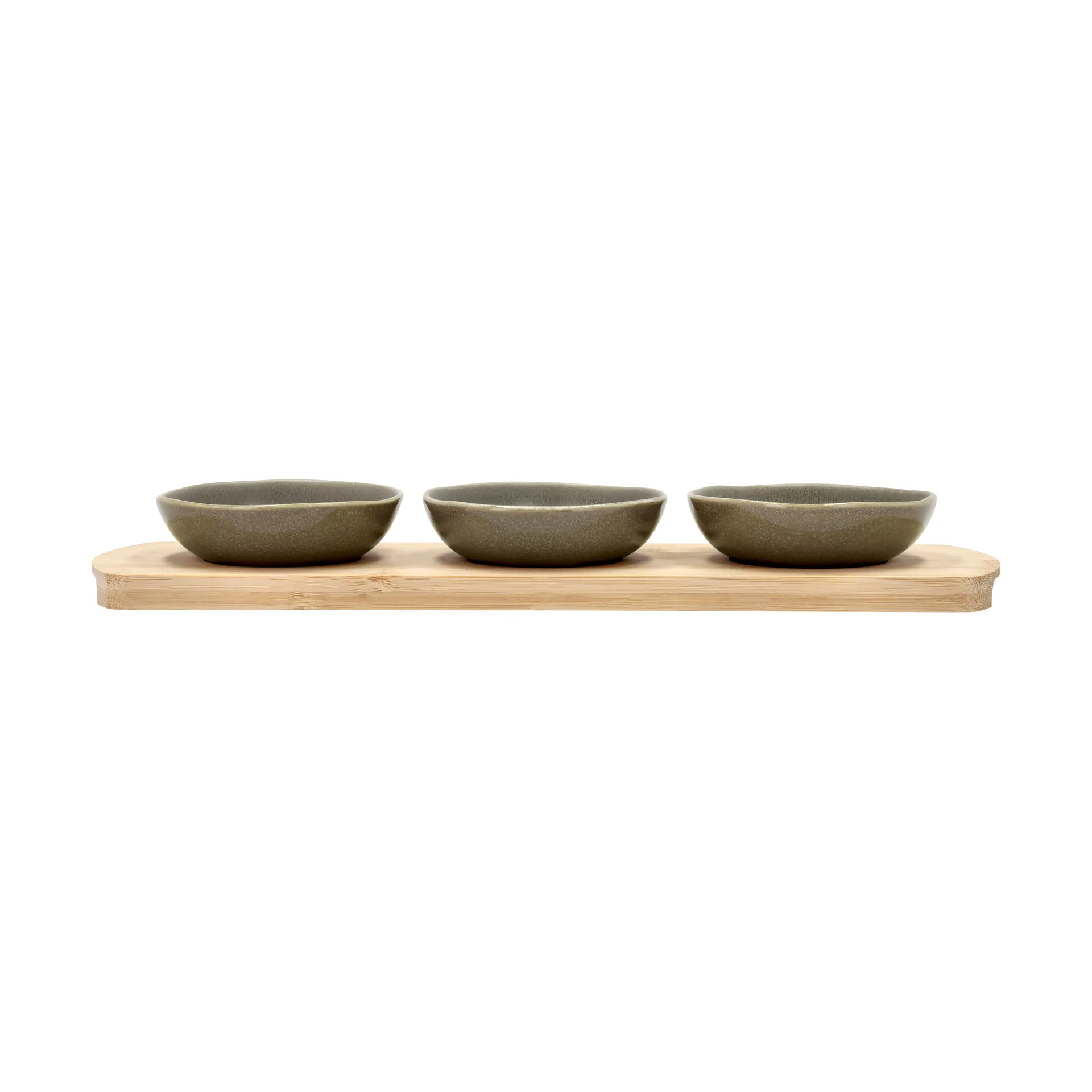 Shoku bamboo 托盘 with 3 bowls, Warm 褐色 Villa Collection