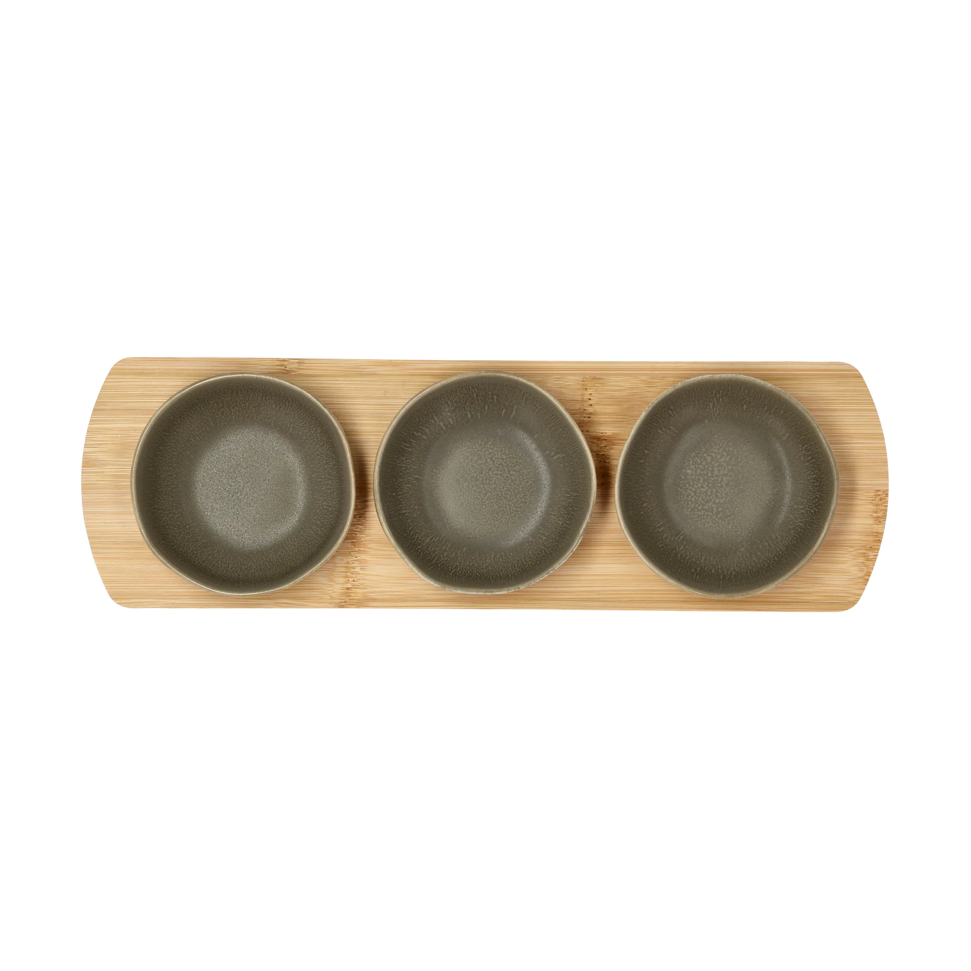 Shoku bamboo 托盘 with 3 bowls, Warm 褐色 Villa Collection