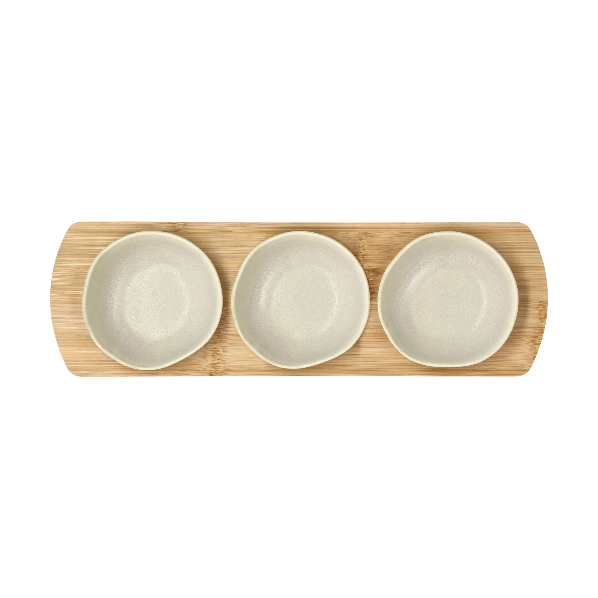 Shoku bamboo 托盘 with 3 bowls, 米色 Villa Collection
