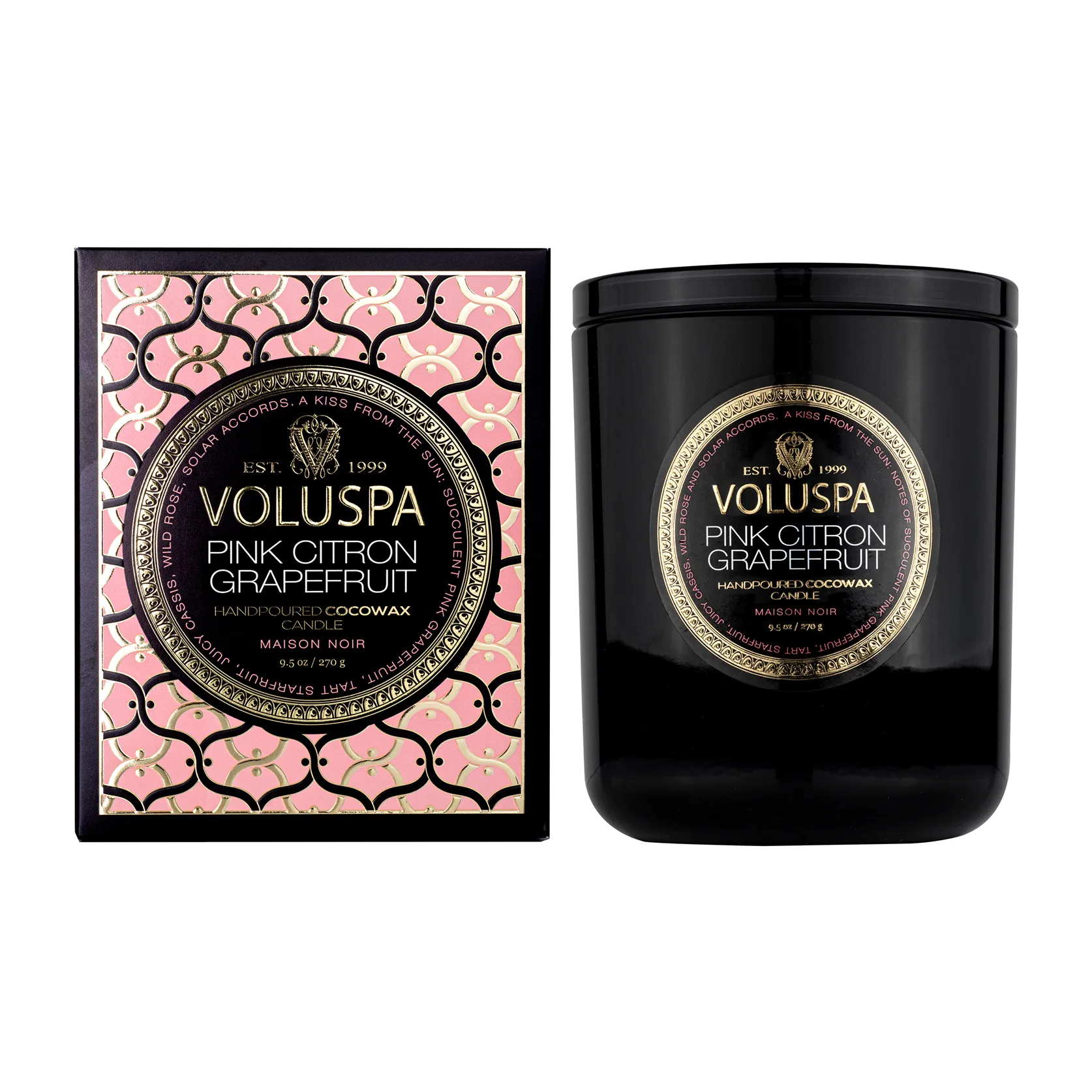 Classic Maison Noir 香薰蜡烛60小时, 粉红香橼葡萄柚香 Voluspa