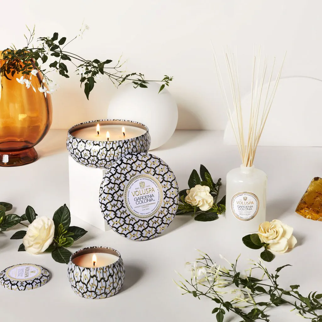 Maison Blanc 迷你铁盒香薰蜡烛25小时, Gardenia Colonia Voluspa