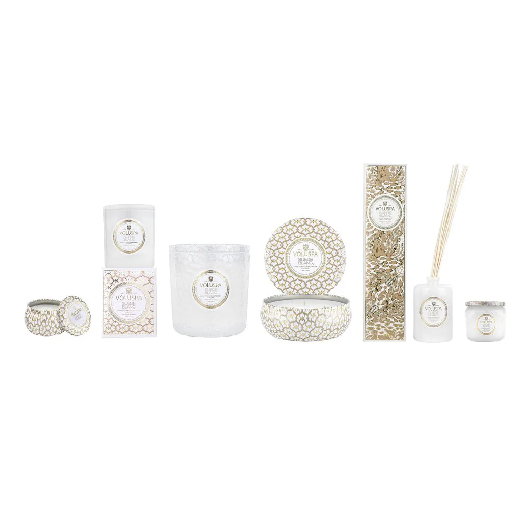Maison Blanc 迷你铁盒香薰蜡烛25小时, 白色绒面香 Voluspa
