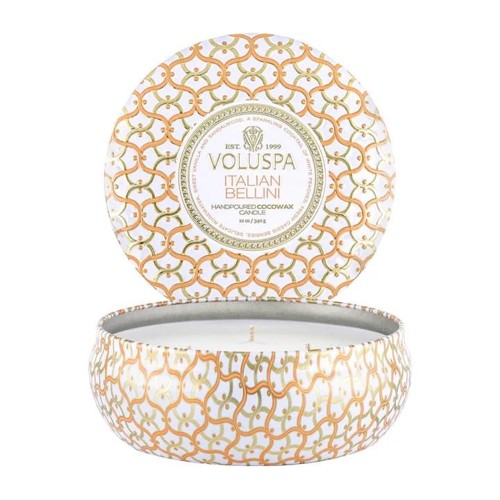 Maison Blanc 三芯铁盒香薰蜡烛40小时 - 意大利贝利尼香 - Voluspa