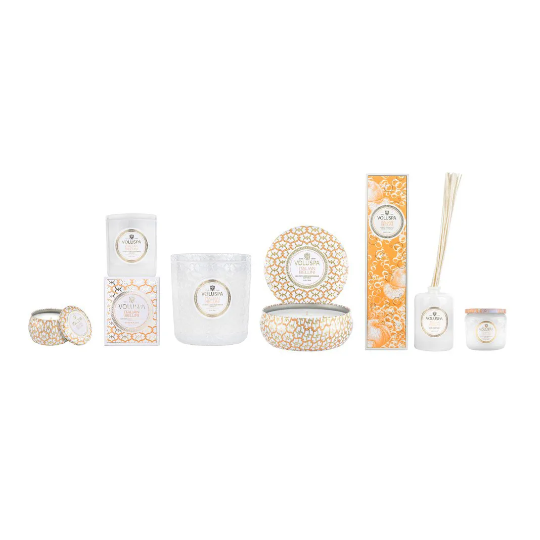 Maison Blanc 三芯铁盒香薰蜡烛40小时, 意大利贝利尼香 Voluspa
