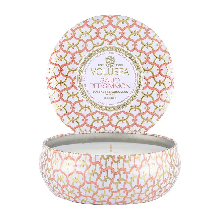 Maison Blanc 三芯铁盒香薰蜡烛40小时 - 西条柿香 - Voluspa