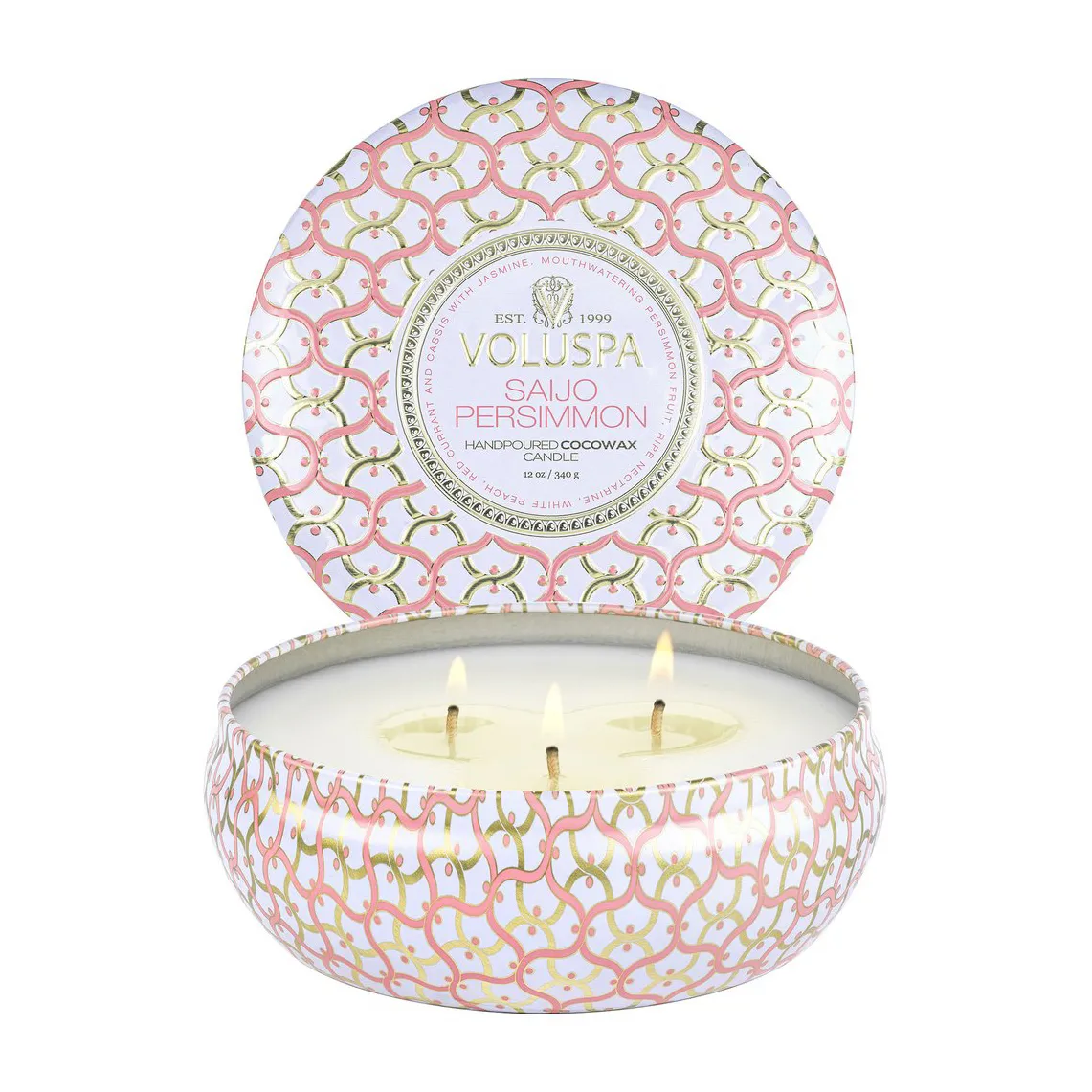 Maison Blanc 三芯铁盒香薰蜡烛40小时, 西条柿香 Voluspa