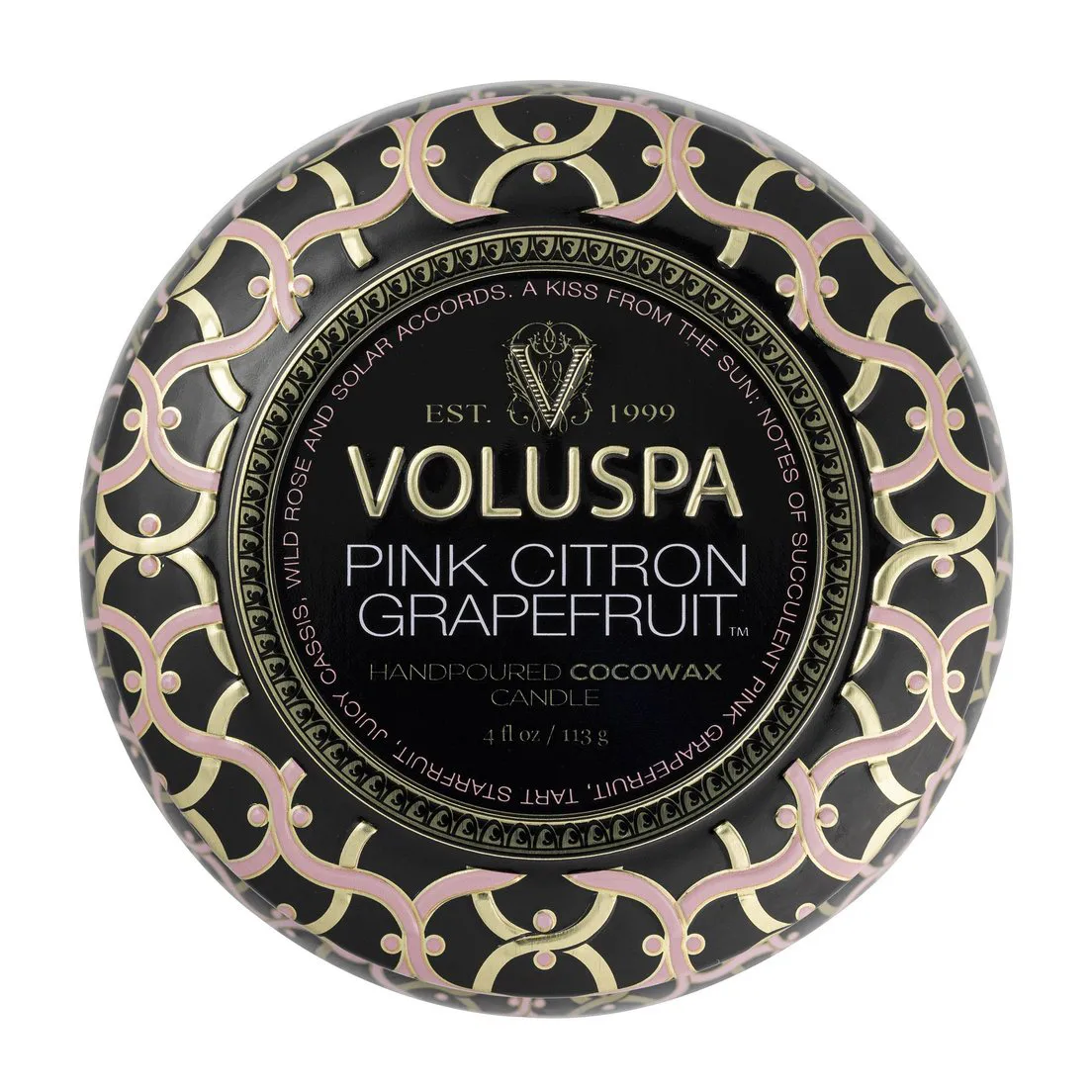 Maison Noir 迷你铁盒香薰蜡烛25小时, 粉红香橼葡萄柚香 Voluspa