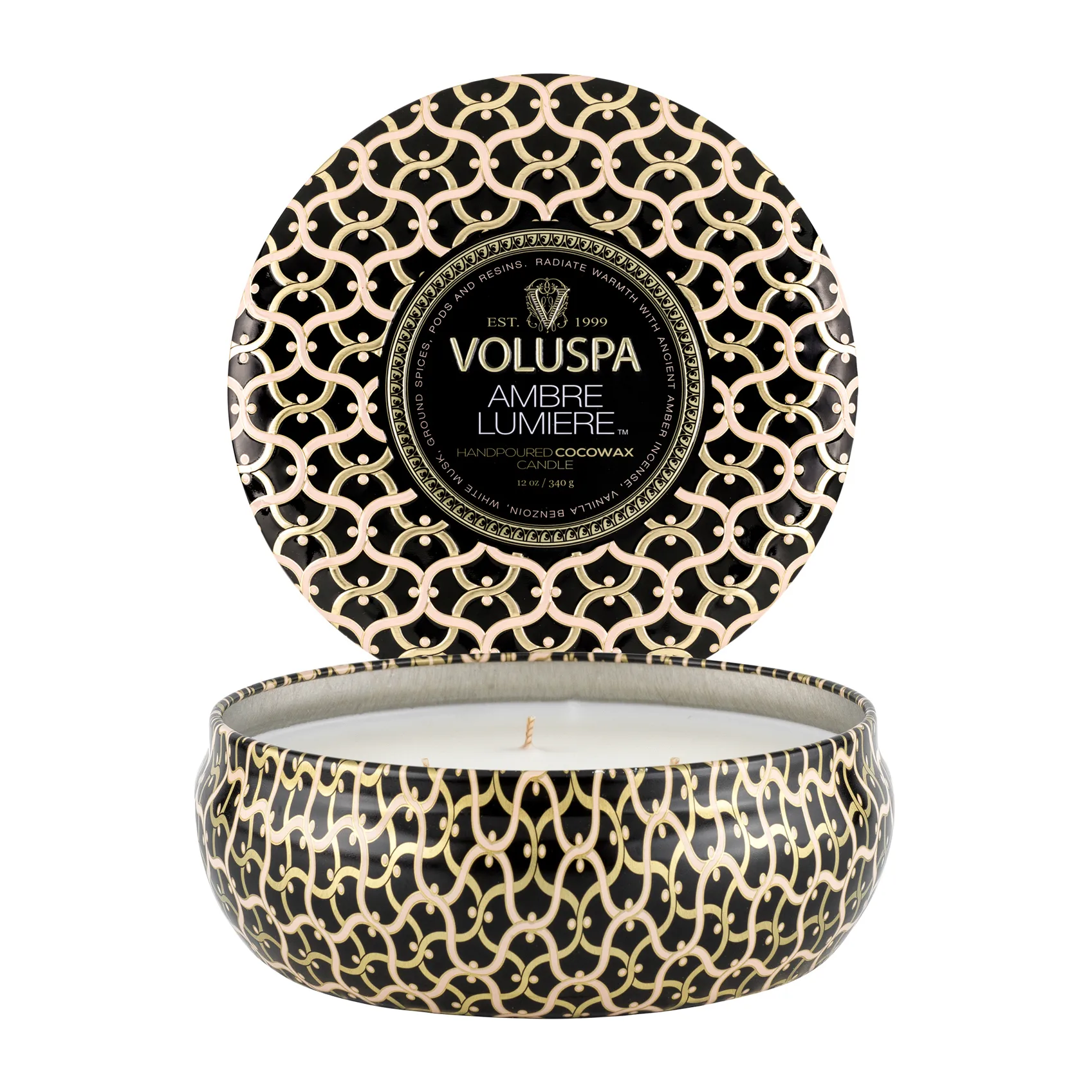 Maison Noir 3-wick Tin scented 40 hours, Ambre Lumiere Voluspa