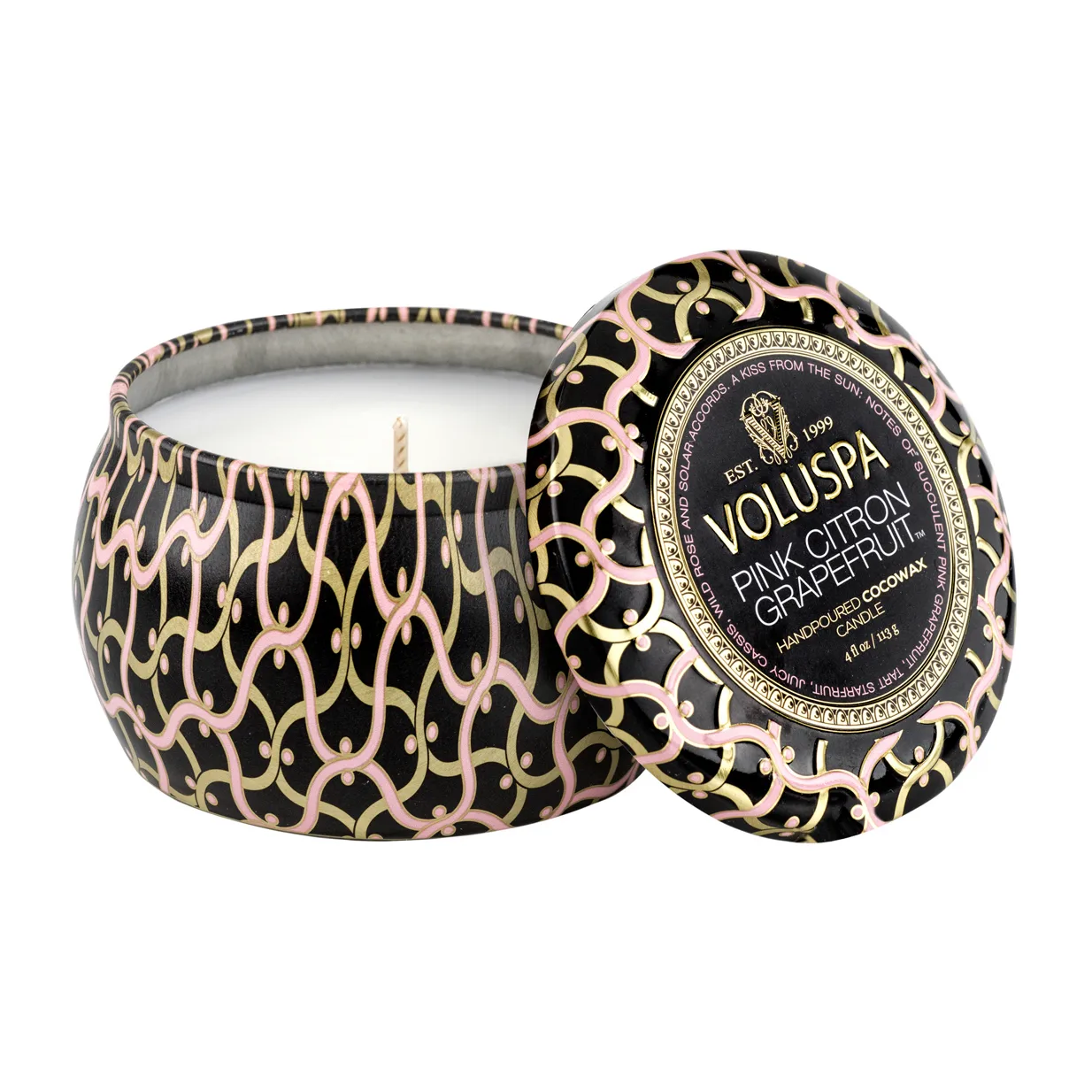 Maison Noir Mini Tin scented 25 hours, 粉色 Citron Grapefruit Voluspa