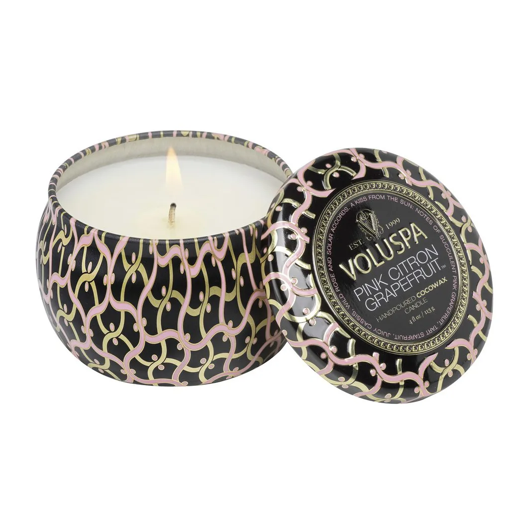 Maison Noir Mini Tin scented 25 hours, 粉色 Citron Grapefruit Voluspa