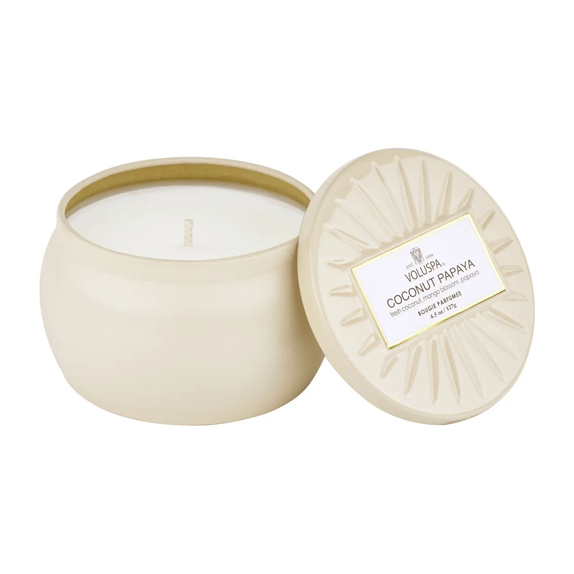 Vermeil 迷你铁盒香薰蜡烛25小时, 椰子木瓜香 Voluspa