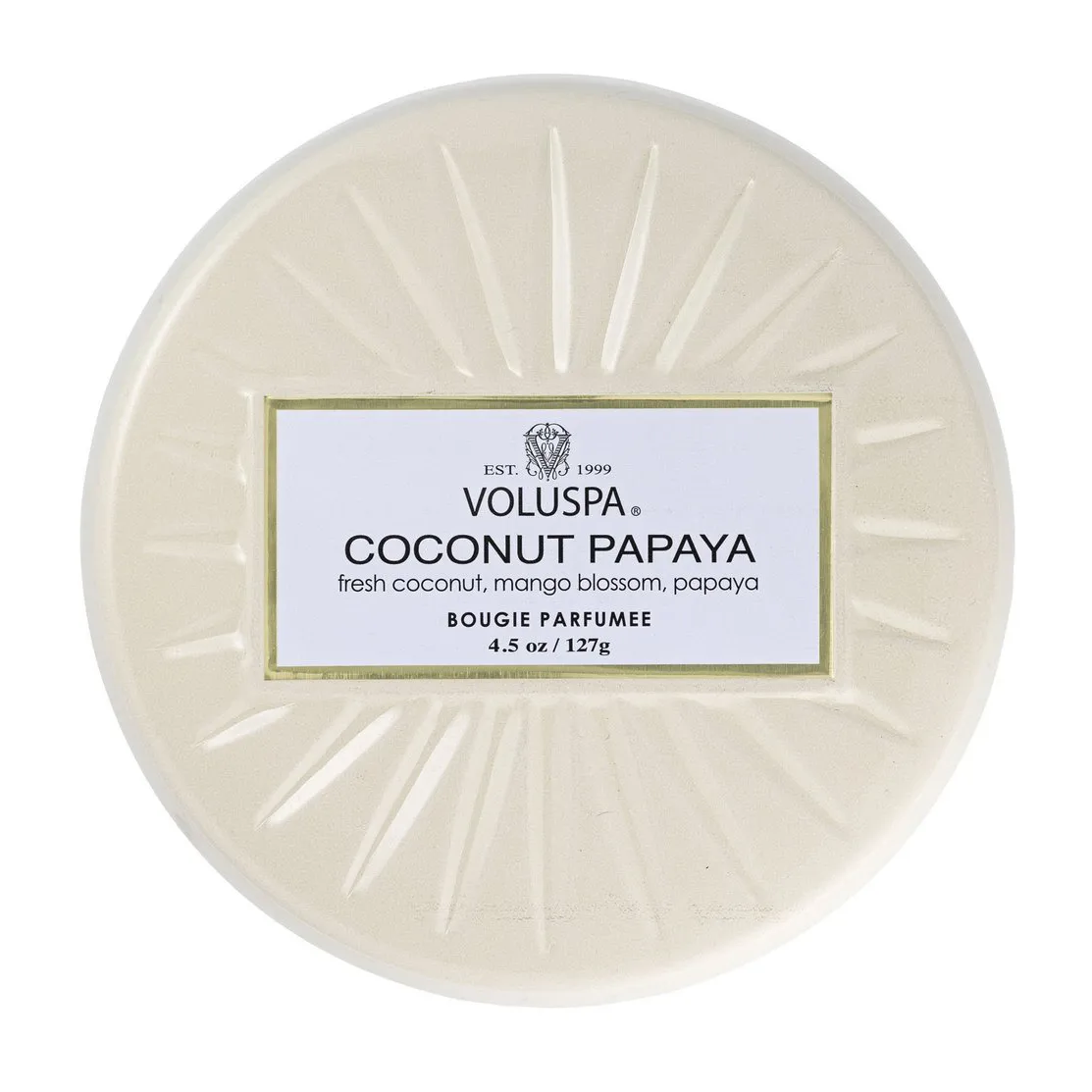 Vermeil 迷你铁盒香薰蜡烛25小时, 椰子木瓜香 Voluspa
