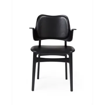 Gesture 椅子，软包座椅与靠背 - 皮革 prescott 207 黑色, 黑色 涂漆的 beech legs, upholstered seat, upholstered back - Warm Nordic