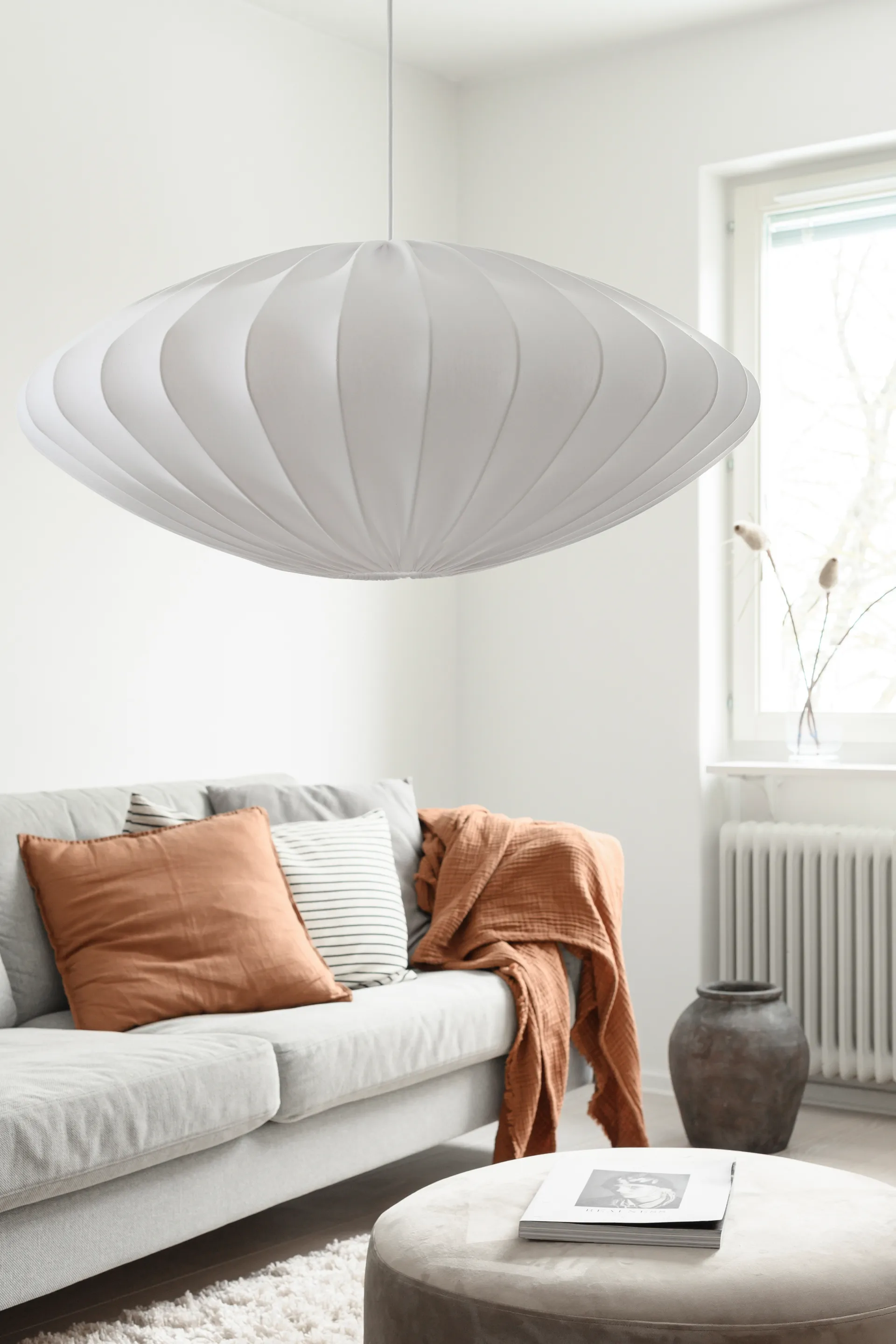 Ellipse 北欧简约椭圆形棉布灯罩80cm, 白色 Watt & Veke