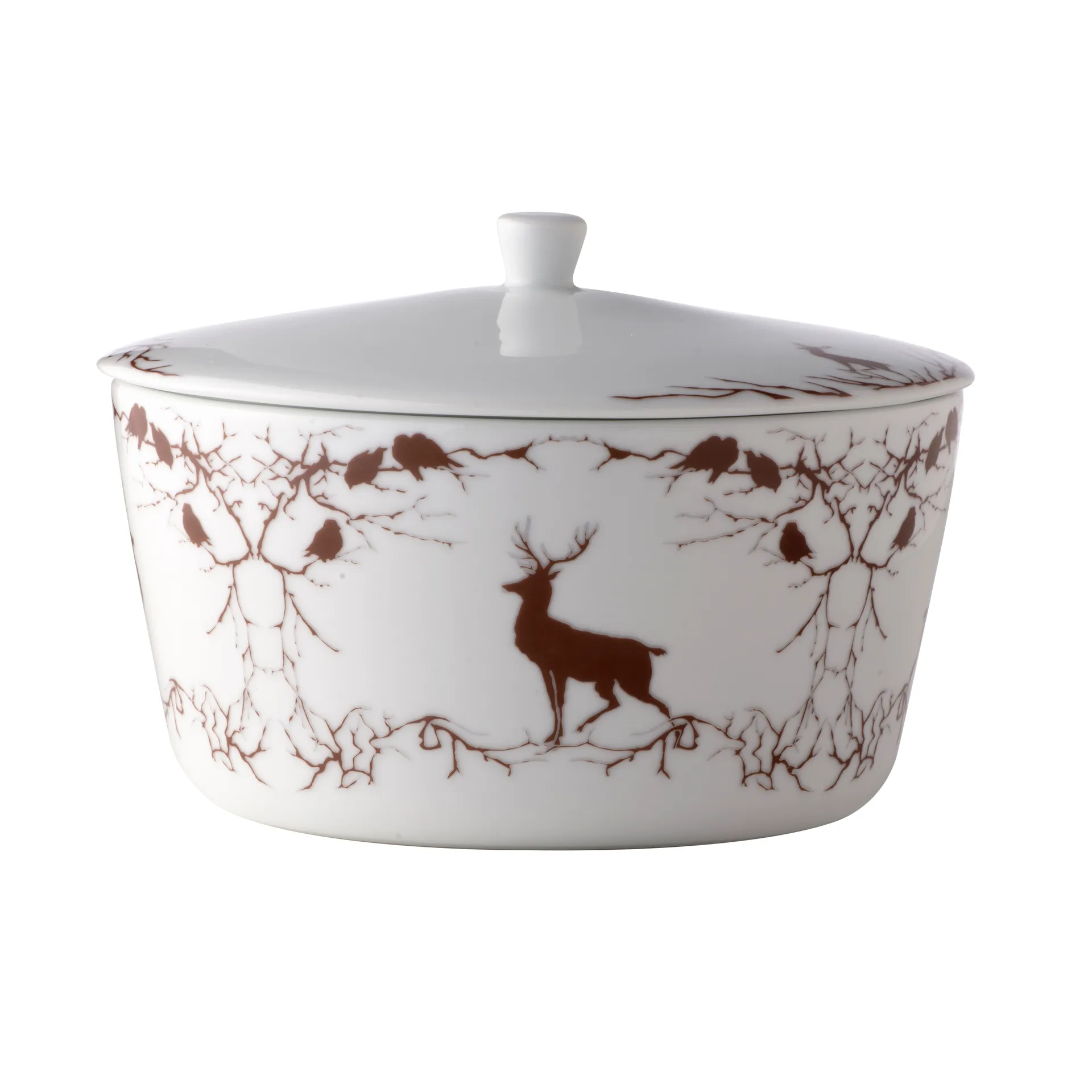 Alveskog serving terrin with lid, 白色-棕色 Wik & Walsøe