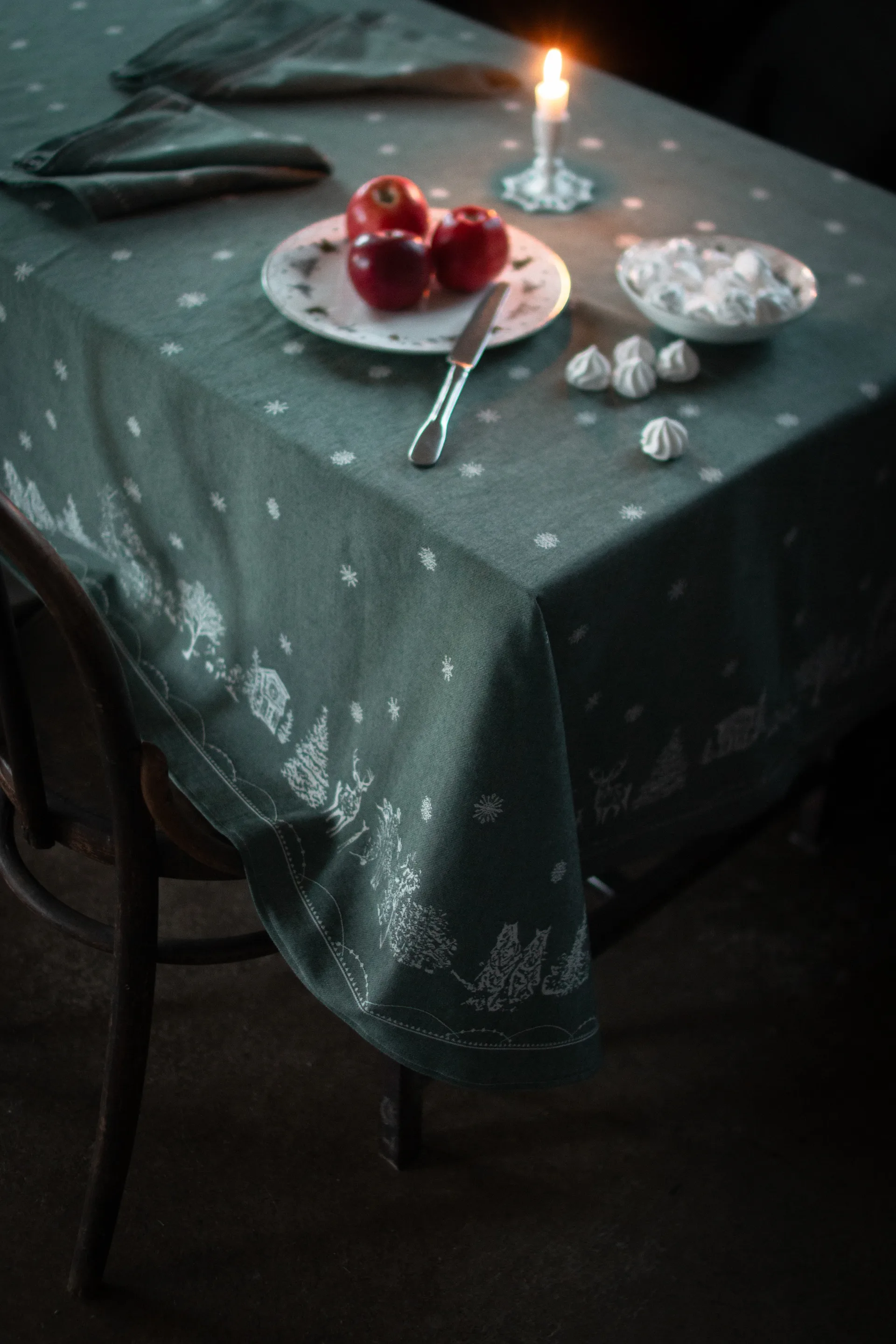 Christmas morning 纺织品 餐巾纸 45x45 cm 两件套装, 白色-绿色 Wik & Walsøe