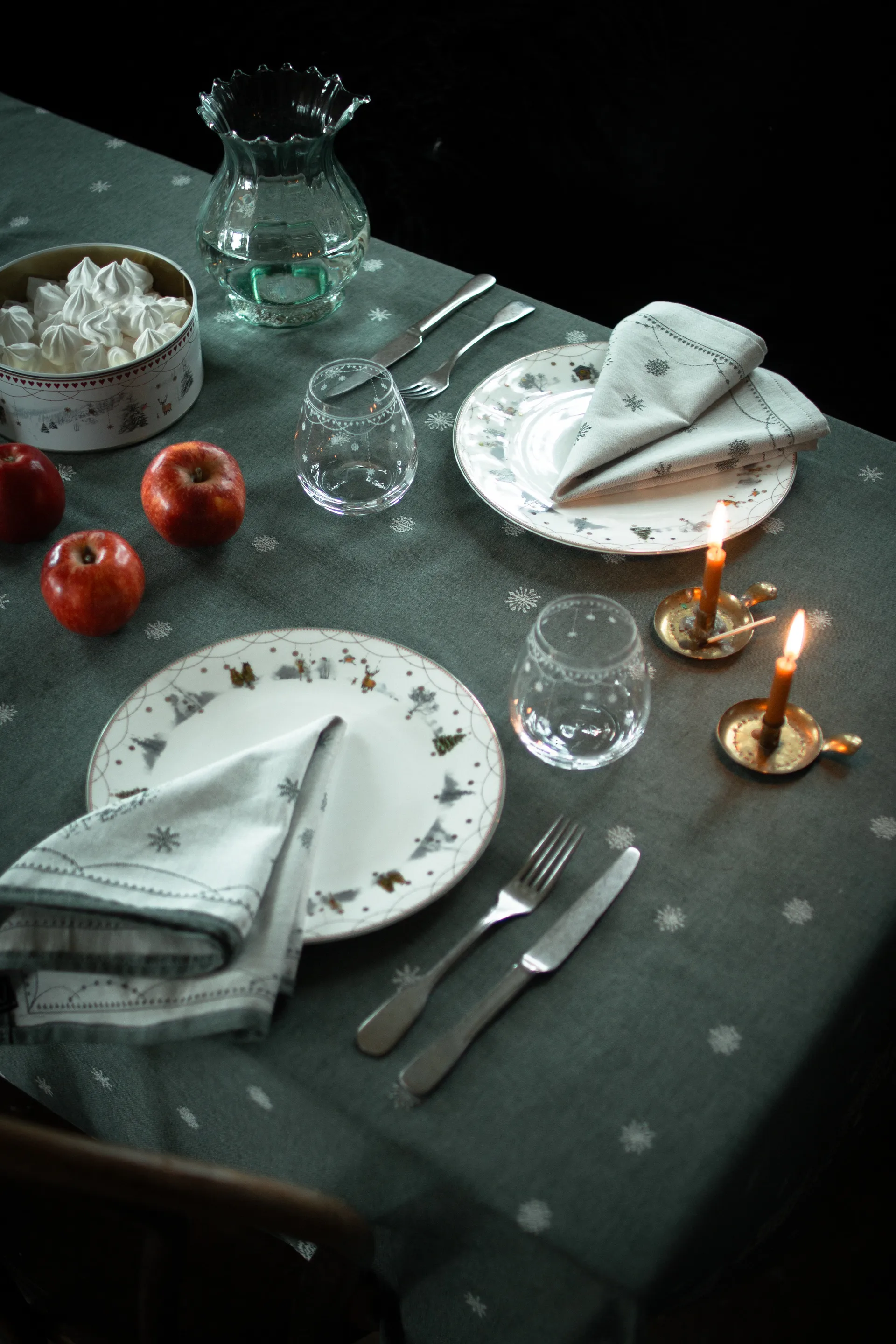 Christmas morning 纺织品 餐巾纸 45x45 cm 两件套装, 白色-绿色 Wik & Walsøe