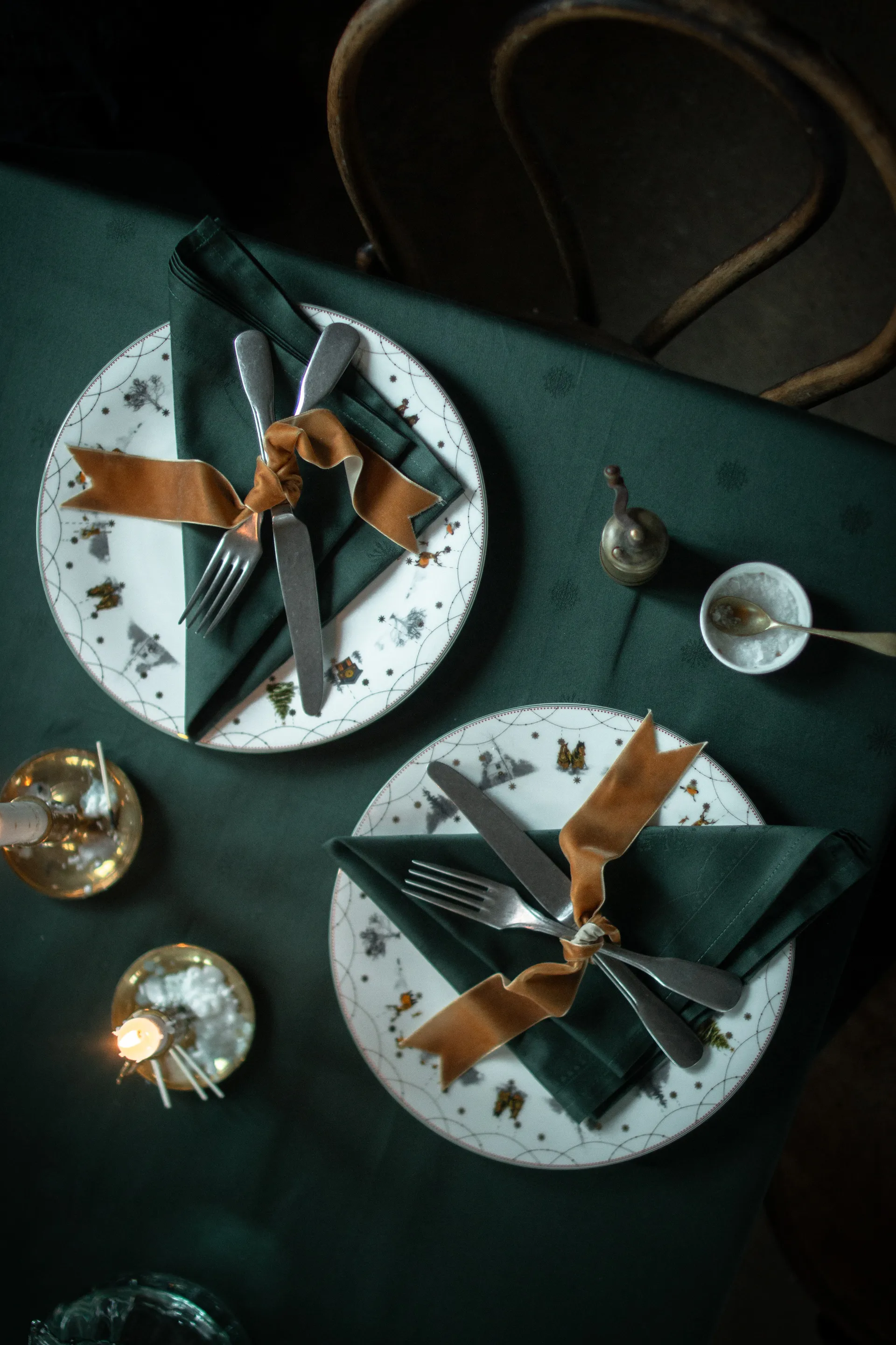 Christmas morning 纺织品 餐巾纸 45x45 cm 两件套装, 白色-绿色 Wik & Walsøe